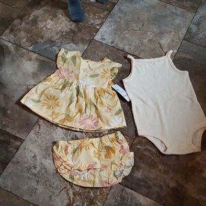 Carter's 18M 3 Piece Yellow Floral Set Outfit Baby Toddler Girls